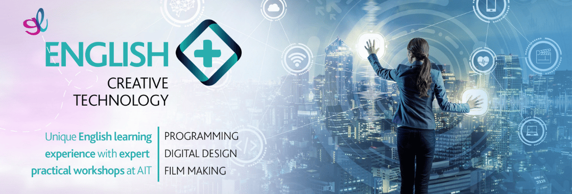 greenwich english+ creative technology website banner